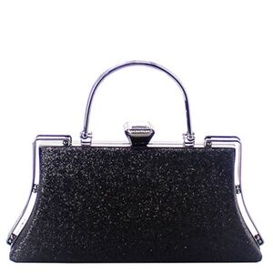 Fashion Faux Gold Frame Glitter Evening Clutch Bag